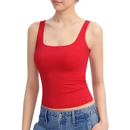 Women Ribbed Square Neck Tank Top, Sleeveless Layering Cami XS–5XL