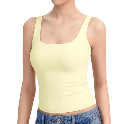 Women Ribbed Square Neck Tank Top, Sleeveless Layering Cami XS–5XL